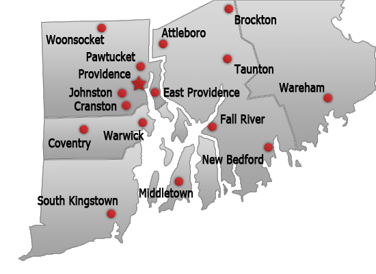 map of Rhode Island and Massachusetts