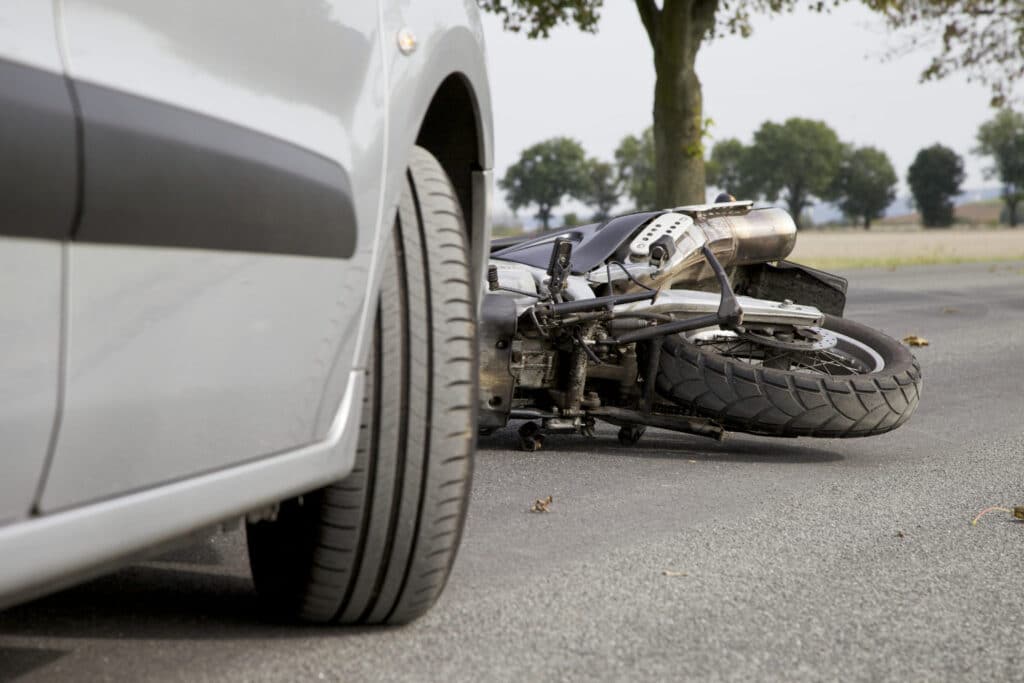 motorcycle on ground after an accident